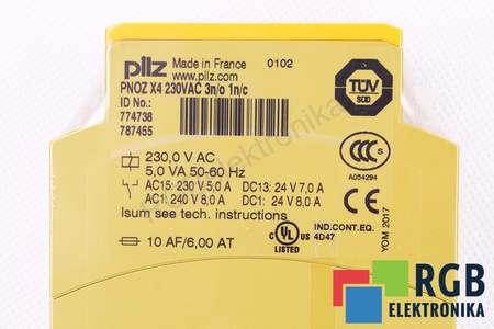 PNOZ X4 230VAC 3N/O 1N/C PILZ 774738 RELEVO DE SEGURIDAD