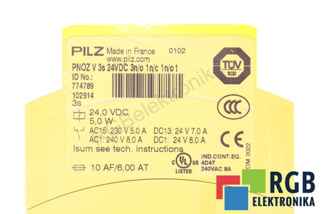 PNOZ V 3S 24VDC 3N/O 1N/C 1N/O T PILZ 774789 RELEVO DE SEGURIDAD