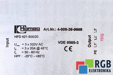 HFD421-500/20 HOMAG 4-008-39-0609 FILTRO