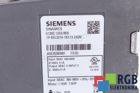 6SL3210-1KE13-2AB2 SIEMENS SINAMICS G120C MÓDULO DE POTENCIA