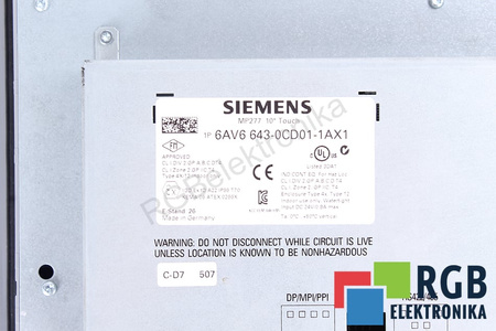 6AV6643-0CD01-1AX1 SIEMENS SIMATIC TOUCH MULTI PANEL MP277