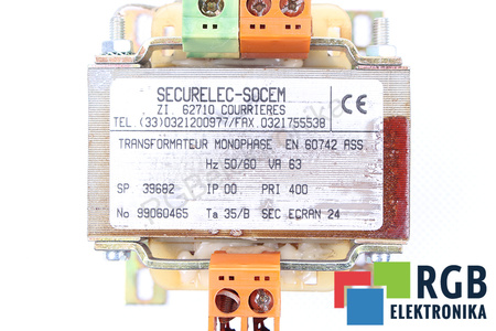 EN60742 SECURELEC SOCEM 400V, 24V TRANSFORMADOR
