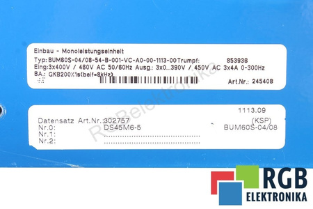 BUM60S-04/08-54-B-001-VC-A0-00-1113-00 TRUMPF 853936 PARA PIEZAS