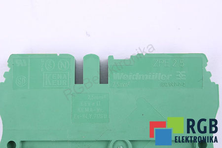 ZPE2.5 WEIDMULLER 2.5MM2 CONECTOR SERIE DE ORIFICIO PASANTE PARA CONDUCTOR DE PROTECCIÓN