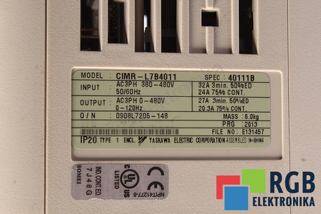 CIMR-L7B4011 YASKAWA VARISPEED L7 SIN CUBIERTA