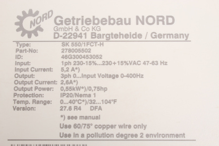 SK550/1FCT-H NORD 278005502/32F300179902