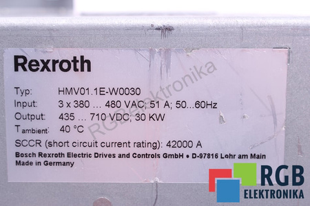 HMV01.1E-W0030-A-07-NNNN BOSCH REXROTH HMV01.1E-W0030 R911296724 FUENTE DE ALIMENTACIÓN