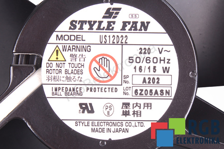 US12D22 STYLE ELECTRONICS 120X120X40MM, 230V VENTILADOR
