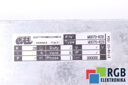 W0070R28 OFEL 28 OM RESISTENCIA DE FRENADO