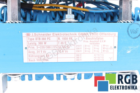 DTB360PC J. SCHNEIDER ELEKTROTECHNIK 220/380V, 24V TRANSFORMADOR