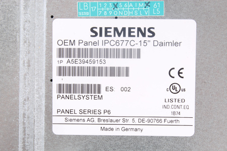 A5E39459153 SIEMENS OEM PANEL IPC677C-15"DAIMLER PANEL PARA PC