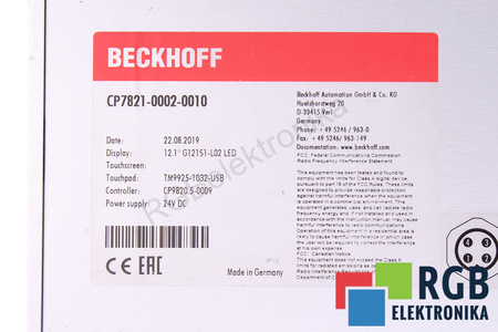 CP7821-0002-0010 BECKHOFF PANEL PARA PC