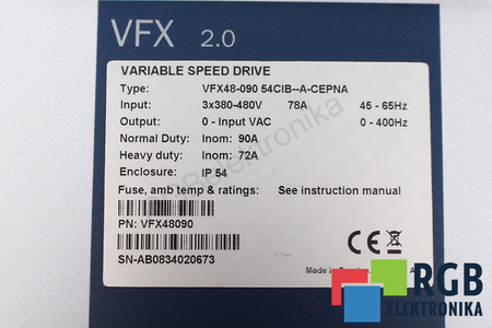 VFX48-090 EMOTRON VFX2.0 54CIP-A-CEPNA VARIABLE SPEED DRIVE