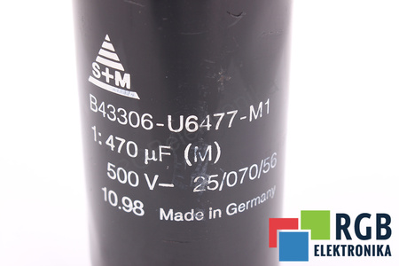 CONDENSADOR B43306-U6477-M1 S+M 25/070/56 470UF, 500VDC
