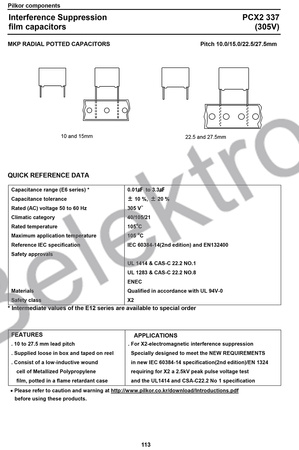 CONDENSADOR PCX2337 PILKOR 2.2UF