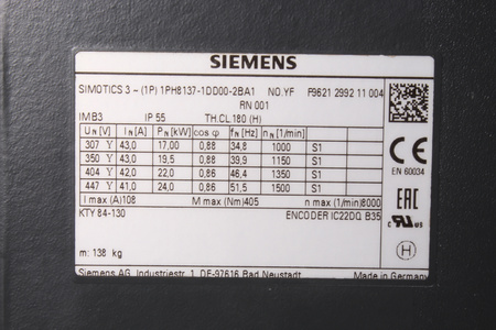 1PH8137-1DD00-2BA1 SIEMENS SIMOTICS M