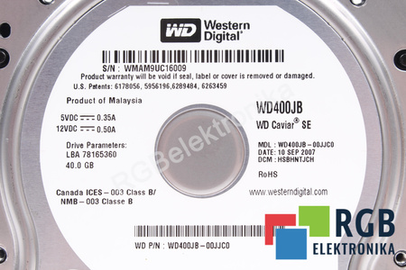 WD400JB-00JJC0 WESTERN DIGITAL 3.5" 40GB IDE