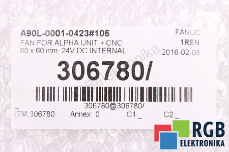 A90L-0001-0423#105 FANUC 60X60X15MM, 24V, 0.13A VENTILADOR