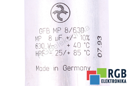 CONDENSADOR GFBMP8/630 HYDRA 8UF, 630V