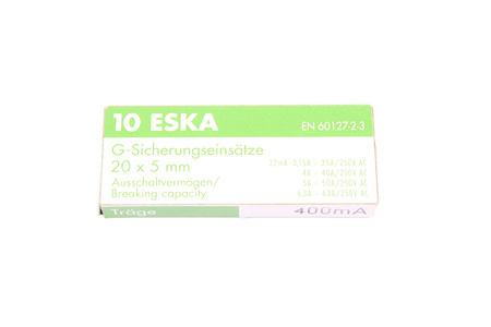 FUSIBLE DE ACCIÓN RETARDADA 522.513 ESKA ZKT-0.4A 250V, 0.4A, 5X20MM, 10PCS