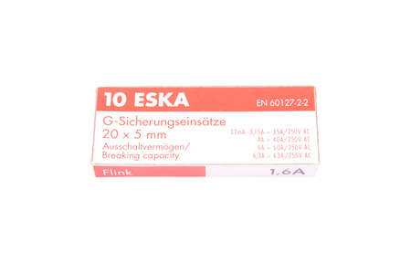 FUSIBLE RÁPIDO CILÍNDRICO DE VIDRIO 520.619 ESKA ZKS-1.6A 250V, 1.6A, 5X20MM, 10PCS