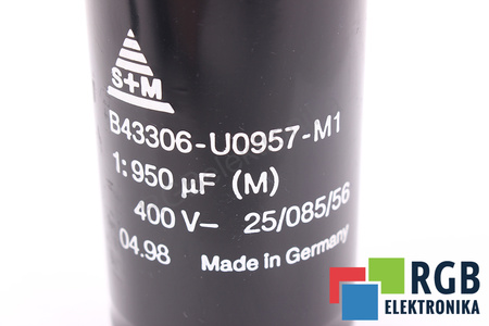 CONDENSADOR B43306-U0957-M1 S+M 25/085/56 950UF, 400VDC