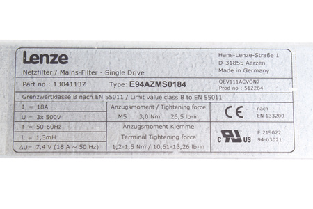 E94AZMS0184 LENZE 13041137